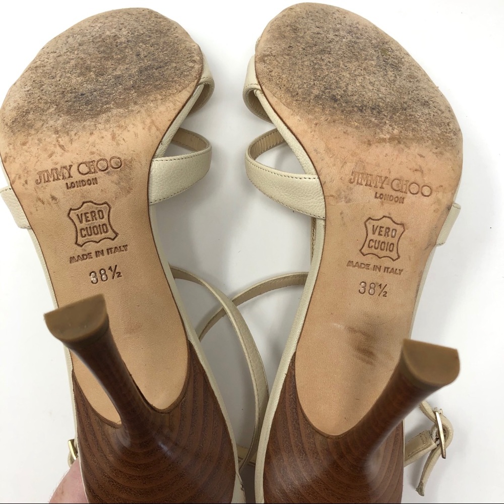 Jimmy Choo London Cream Leather Mary Jane Heel - Picture 14 of 16